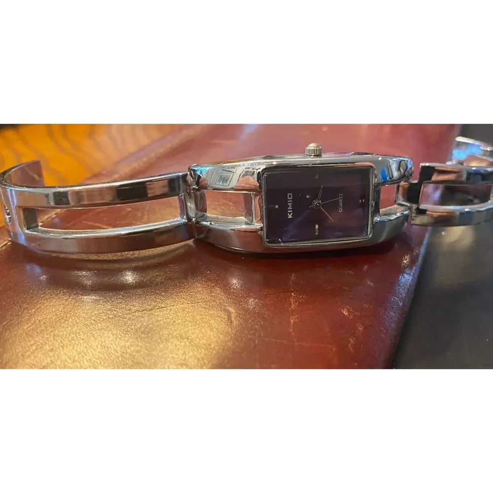 Women's 20mm Silver Tone Kimio Watch, K1601L, Bracelet Band, Thick Crystal